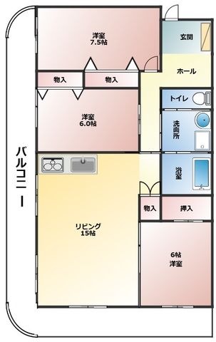 拡大写真:ソワサントUTRⅡ 2階202の間取り