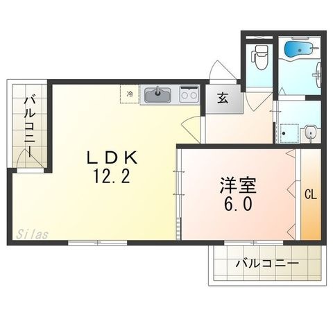 拡大写真：Calm Hills Ⅱ番館 3階303の間取り