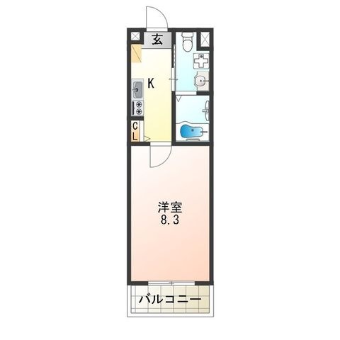 拡大写真:大阪市平野区背戸口5丁目 8階802の間取り