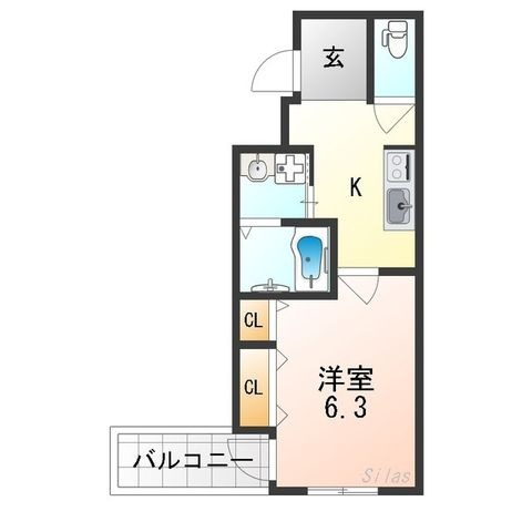 拡大写真:フジパレス沢ノ町駅南 2階203の間取り
