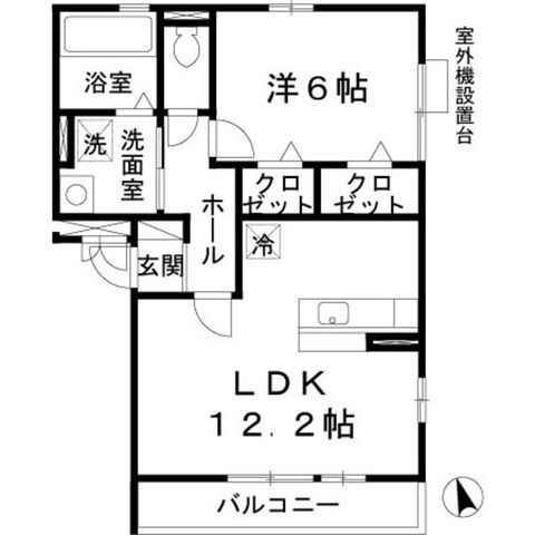 拡大写真:リヴィエール諏訪森 2階202の間取り