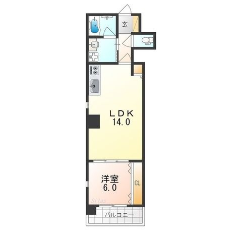 拡大写真：Broad阿倍野阪南町Residence 6階601の間取り