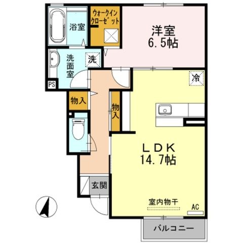 拡大写真:ソレイユ みささぎ 1階105の間取り