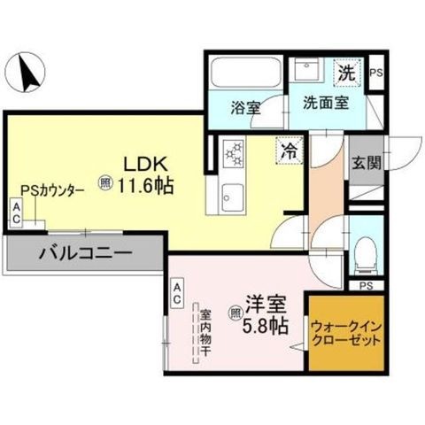 拡大写真:トリシア千躰 3階301の間取り
