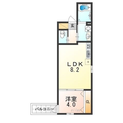 拡大写真:ALEGRIA北助松South 3階303の間取り