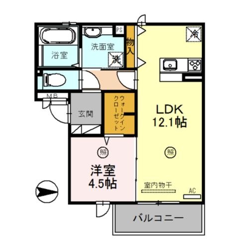 拡大写真:D-room y 2階206の間取り