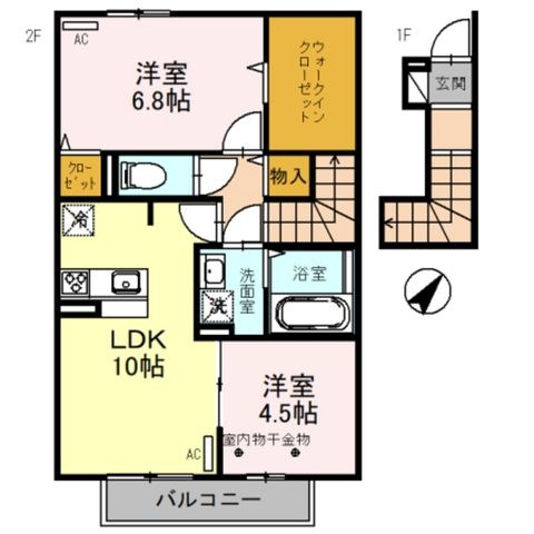 拡大写真:grasmere A 2階203の間取り