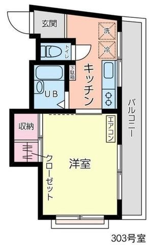 拡大写真:世田谷区羽根木1丁目 3階303の間取り