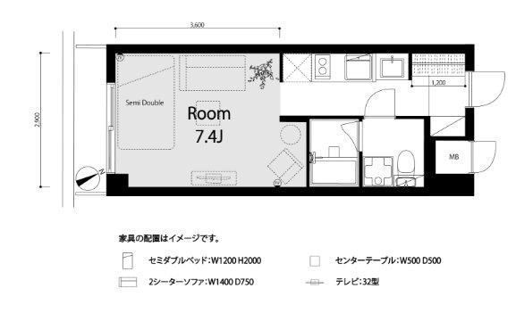 拡大写真:新宿区西新宿3丁目 12階1203の間取り