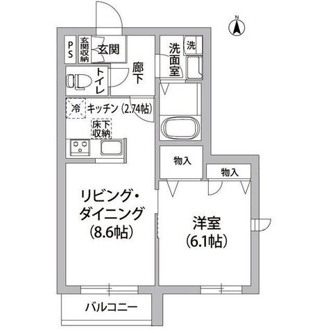 拡大写真:世田谷区上用賀3丁目 2階201の間取り