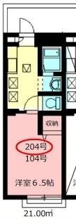 拡大写真:世田谷区弦巻3丁目 2階204の間取り