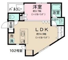 拡大写真:世田谷区松原6丁目 1階102の間取り