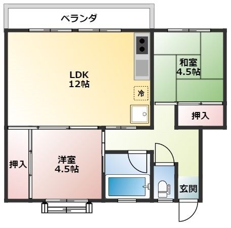 拡大写真:鈴が台団地分譲住宅 D棟 2階202の間取り
