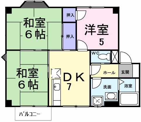 拡大写真:プラドール佐方 2階202の間取り