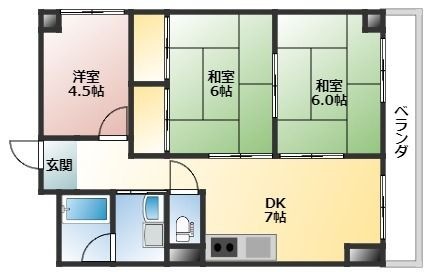 拡大写真:広島市中区千田町3丁目 3階302の間取り