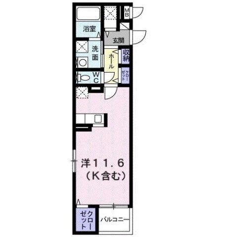 拡大写真：ベルソーラ 2階203の間取り