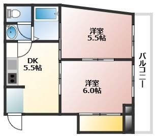 拡大写真:広島市西区己斐本町3丁目 5階504の間取り
