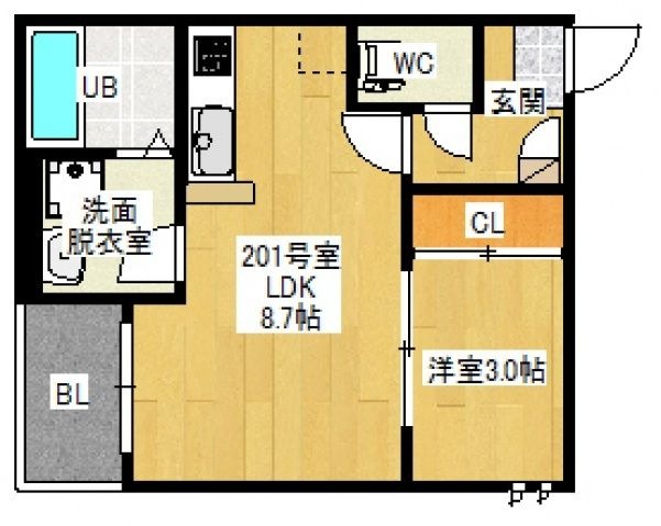 拡大写真:Regalest La Noble 2階201の間取り