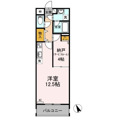 拡大写真:B-ONE 4階402の間取り