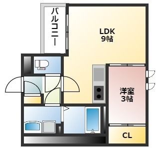 拡大写真：Regalest　Laulea　草津　2 3階302の間取り