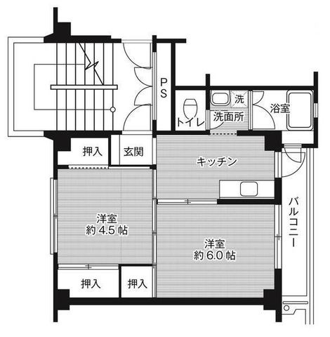 拡大写真:ビレッジハウス宮ヶ迫3号棟 5階0502の間取り