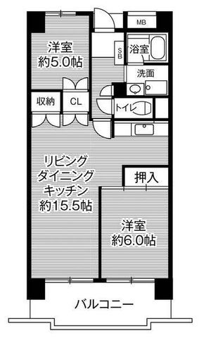 拡大写真:ビレッジハウス高美が丘タワー1号棟 10階1005の間取り