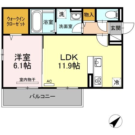 拡大写真:熊本市中央区黒髪1丁目 3階301の間取り