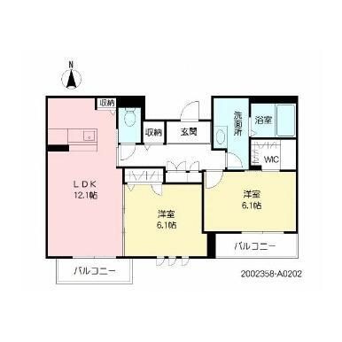 拡大写真:熊本市中央区水前寺1丁目 2階202の間取り