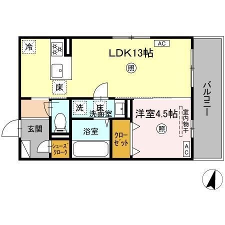 拡大写真:熊本市北区弓削6丁目 1階101の間取り