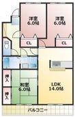 写真:熊本市東区中江町 2階202の間取図