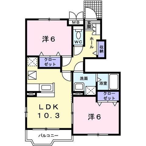 拡大写真:N&YアベニューH 1階102の間取り