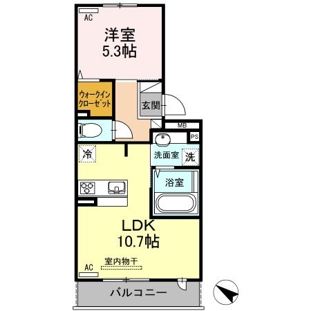 拡大写真:熊本市東区御領8丁目 3階302の間取り