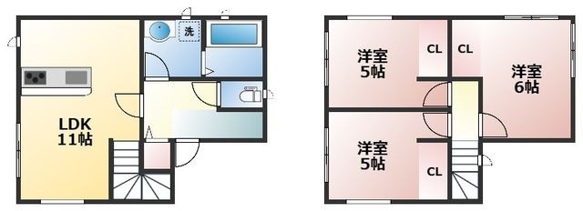 拡大写真:熊本市東区保田窪4丁目 1階Aの間取り