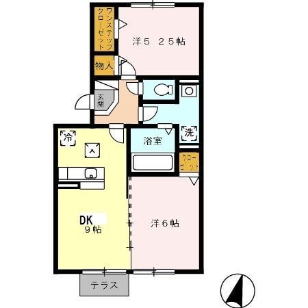 拡大写真：熊本市東区東野３丁目 1階102の間取り