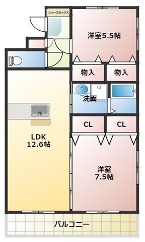 拡大写真:ソリテール麻生田 2階205の間取り