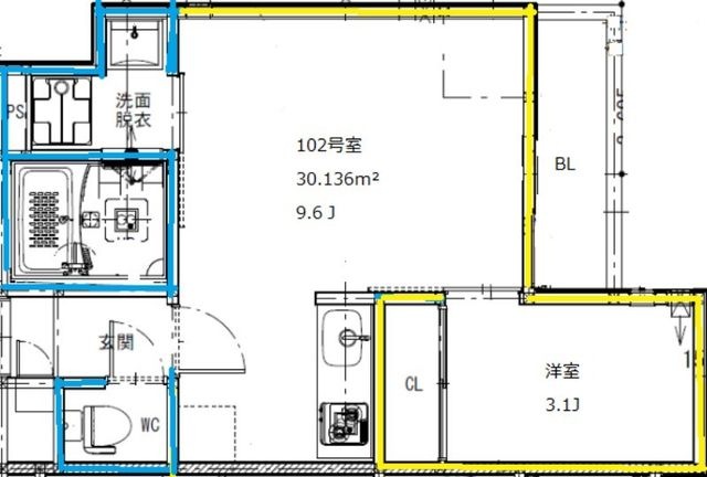 拡大写真:GrandticPremio熊大前 1階102の間取り