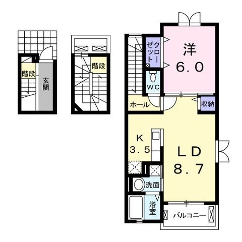拡大写真:ニューエンパイヤB 3階301の間取り