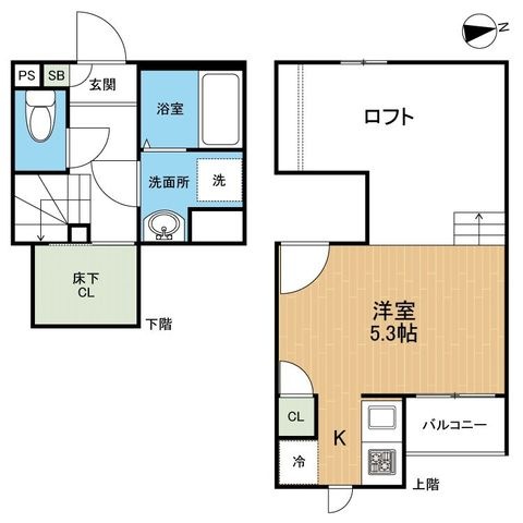 拡大写真:熊本市中央区坪井5丁目 2階202の間取り