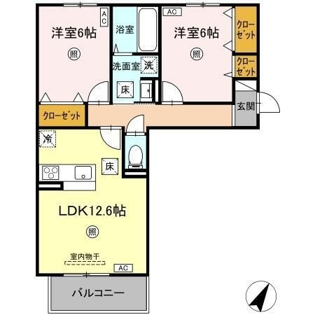 拡大写真：熊本市東区長嶺東４丁目 1階103の間取り