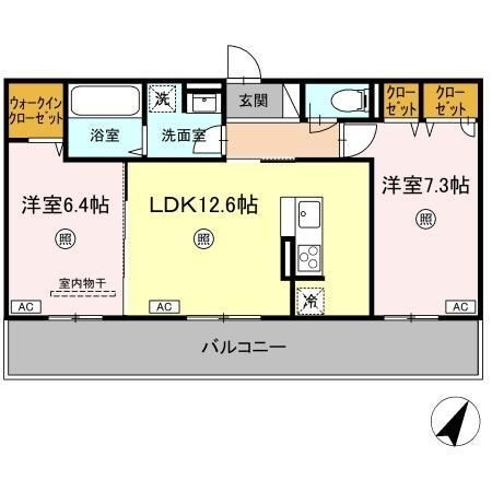 拡大写真：熊本市東区長嶺東４丁目 2階202の間取り