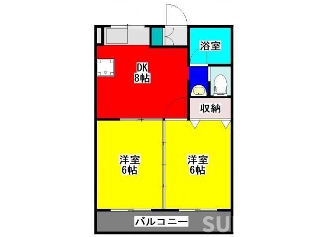 拡大写真:熊本市中央区上水前寺2丁目 3階303の間取り