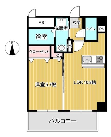 拡大写真：熊本市中央区世安１丁目 7階704の間取り