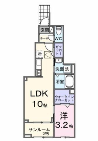 拡大写真:グラン・メゾン飛田B 1階103の間取り