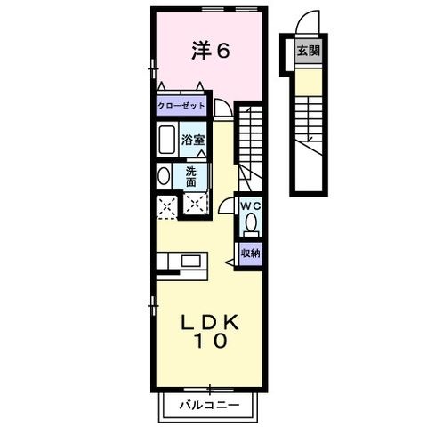 拡大写真:サザンクロス 2階205の間取り