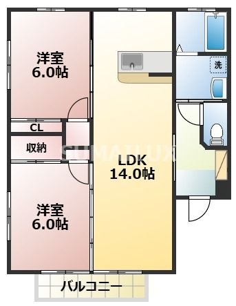拡大写真:第3石南荘 2階201の間取り
