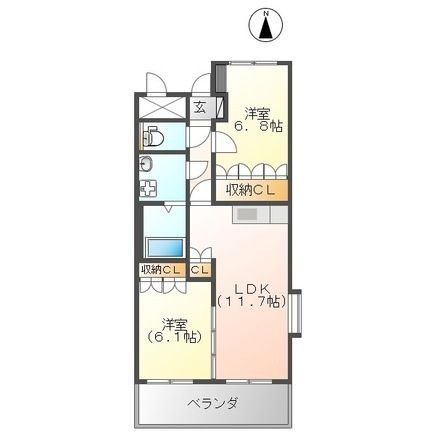 拡大写真:熊本市東区桜木5丁目 2階201の間取り