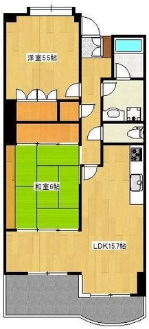 拡大写真：熊本市中央区小沢町 5階504の間取り