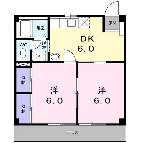 拡大写真:コーポシャインⅠ 1階102の間取り