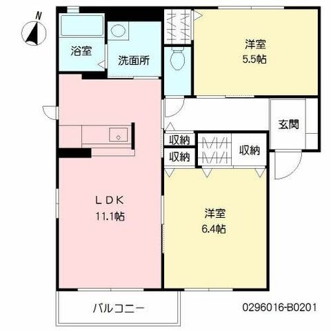 拡大写真:熊本市東区小山5丁目 1階201の間取り