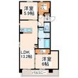熊本市中央区黒髪1丁目の間取図